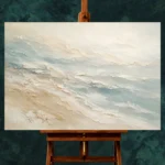Seafoam Horizon Fluid Abstract Wall Art Canvas Print styled in a refined interior