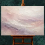 Blush Lavender Horizon Fluid Abstract Wall Art Canvas Print styled in a refined interior