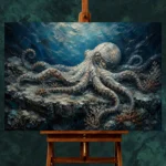 Seabed Octopus Sea Life Wall Art Canvas Print - Image 2