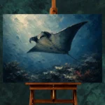 Manta Ray Sea Life Wall Art Canvas Print - Image 2