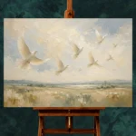 Flying White Doves Bird Wall Art Canvas Print - Image 2