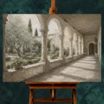 Cloister Garden Arcade Classical Architecture Wall Art Canvas Print - Image 2
