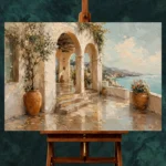 Luminous Sea Terrace Mediterranean Architecture Wall Art Canvas Print - Image 2