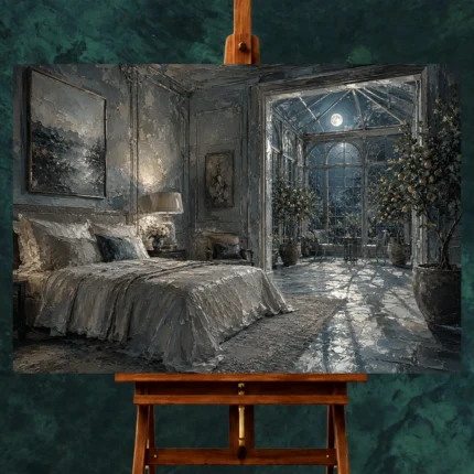 Moonlit Bedroom Wall Art wall art print for elegant interiors