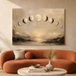 Golden Coastal Lunar Phases Moon Phase Wall Art Canvas Print - Image 4