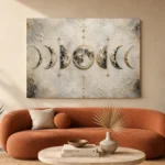 Ivory Celestial Sequence Moon Phase Wall Art Canvas Print - Image 4