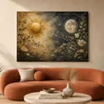 Celestial Garden Sun and Moon Wall Art Canvas Print - Image 4