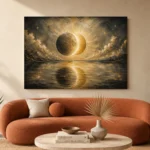 Eclipse Reflection Sun and Moon Wall Art Canvas Print - Image 4