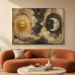 Twin Arch Celestial Sun and Moon Wall Art Canvas Print - Image 4
