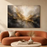 Obsidian Gilded Horizon Gold Abstract Wall Art Canvas Print - Image 3