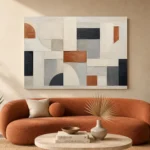 Terracotta Arc Grid Geometric Abstract Wall Art Canvas Print - Image 3