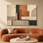Terracotta Architectural Balance Geometric Abstract Wall Art Canvas Print - Image 3