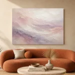Blush Lavender Horizon Fluid Abstract Wall Art Canvas Print displayed in a contemporary gallery-inspired room