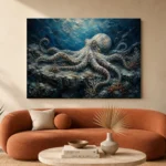 Seabed Octopus Sea Life Wall Art Canvas Print - Image 3