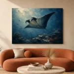 Manta Ray Sea Life Wall Art Canvas Print - Image 3