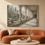 Cloister Garden Arcade Classical Architecture Wall Art Canvas Print - Image 3