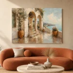 Luminous Sea Terrace Mediterranean Architecture Wall Art Canvas Print - Image 3