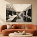 Reflective Villa Modern Architecture Wall Art Canvas Print - Image 3