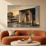 Sunset Villa Modern Architecture Wall Art Canvas Print - Image 2