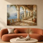 Seaside Colonnade Mediterranean Architecture Wall Art Canvas Print - Image 3