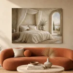 Canopy Sea View Serene Neutral Bedroom Wall Art Canvas Print - Image 4