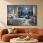 Moonlit French Doors Moonlit Bedroom Wall Art Canvas Print - Image 4