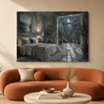 Moonlit Coastal Doorway Moonlit Bedroom Wall Art Canvas Print - Image 3