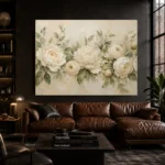 Ivory Peony Garland Botanical Bedroom Wall Art Canvas Print - Image 5