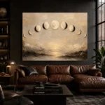 Golden Coastal Lunar Phases Moon Phase Wall Art Canvas Print - Image 5