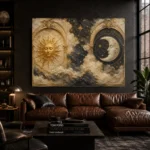 Twin Arch Celestial Sun and Moon Wall Art Canvas Print - Image 5