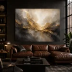 Obsidian Gilded Horizon Gold Abstract Wall Art Canvas Print - Image 4