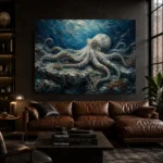 Seabed Octopus Sea Life Wall Art Canvas Print - Image 4
