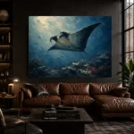 Manta Ray Sea Life Wall Art Canvas Print - Image 4