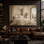 Canopy Sea View Serene Neutral Bedroom Wall Art Canvas Print - Image 5