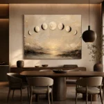 Golden Coastal Lunar Phases Moon Phase Wall Art Canvas Print - Image 6