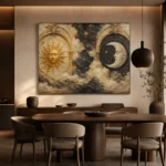 Twin Arch Celestial Sun and Moon Wall Art Canvas Print - Image 6