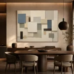 Blue Layered Squares Geometric Abstract Wall Art Canvas Print - Image 5