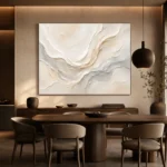 Ivory Drift Fluid Abstract Wall Art Canvas Print presented in a sophisticated home setting