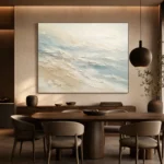 Seafoam Horizon Fluid Abstract Wall Art Canvas Print presented in a sophisticated home setting