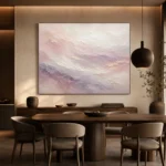 Blush Lavender Horizon Fluid Abstract Wall Art Canvas Print presented in a sophisticated home setting