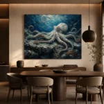 Seabed Octopus Sea Life Wall Art Canvas Print - Image 5