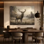 Misty Valley Stag Wildlife Portrait Wall Art Canvas Print - Image 5