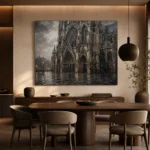 Rainlit Cathedral Gothic Architecture Wall Art Canvas Print - Image 5