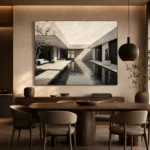 Reflective Villa Modern Architecture Wall Art Canvas Print - Image 4