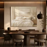 Quiet Horizon Bed Serene Neutral Bedroom Wall Art Canvas Print - Image 6