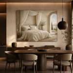 Canopy Sea View Serene Neutral Bedroom Wall Art Canvas Print - Image 6
