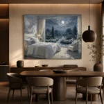 Moonlit French Doors Moonlit Bedroom Wall Art Canvas Print - Image 6
