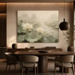 Ivory Lotus Pond Botanical Bedroom Wall Art Canvas Print - Image 6