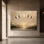 Golden Coastal Lunar Phases Moon Phase Wall Art Canvas Print - Image 7