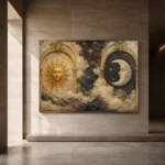 Twin Arch Celestial Sun and Moon Wall Art Canvas Print - Image 7
